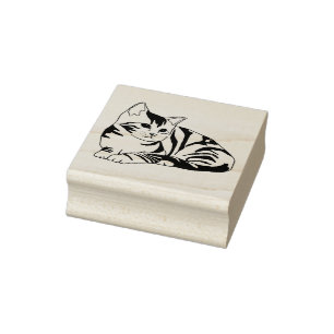 Striped Kitten Rubber Stamp
