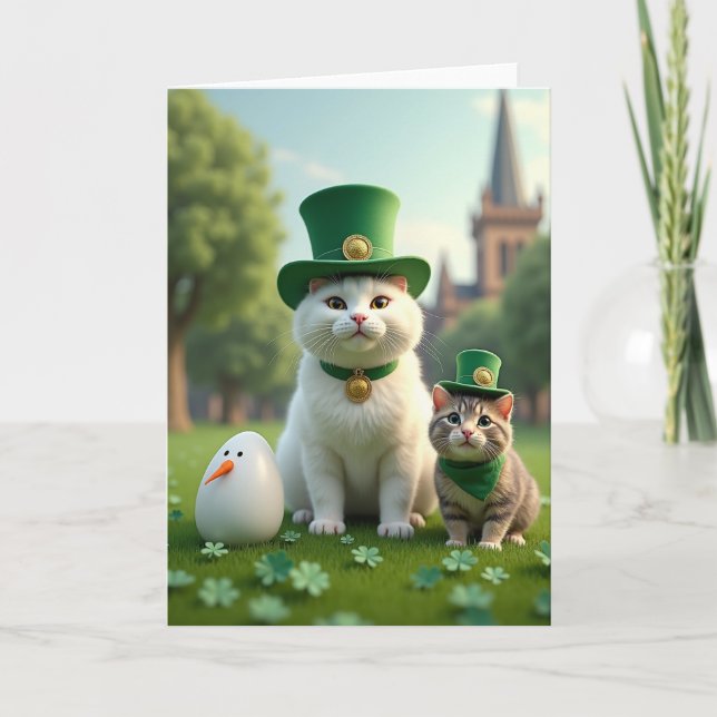 Striped Kitten Shamrock Card (Front)