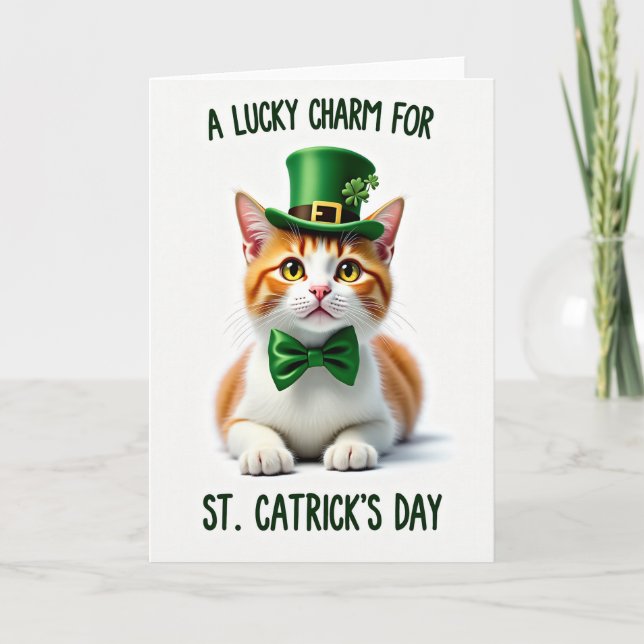 Striped Kitten St Patricks Card (Front)