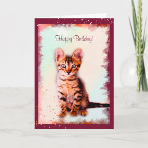 Striped Kitten Watercolor From the Cat Birthday Card