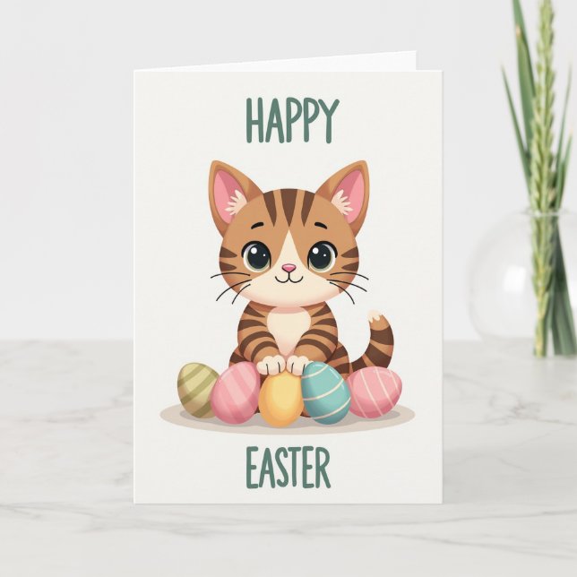 Striped Kitty Holiday Card (Front)