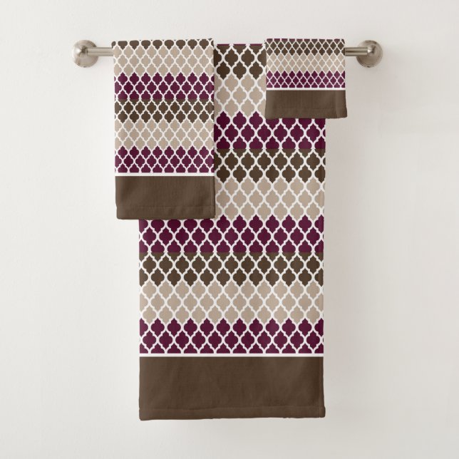 Striped lace pattern bath towel set (Insitu)
