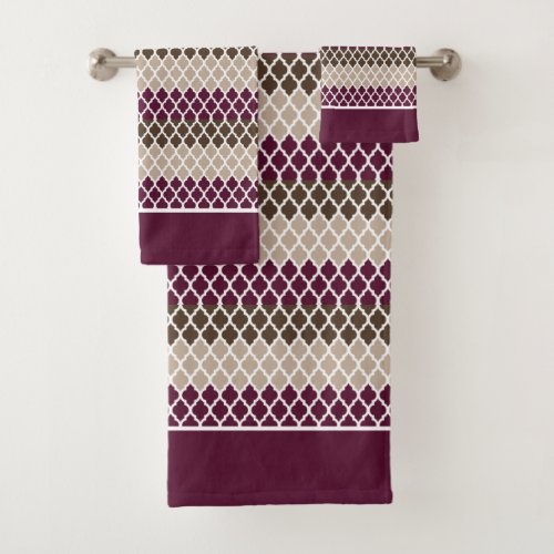 Striped lace pattern bath towel set