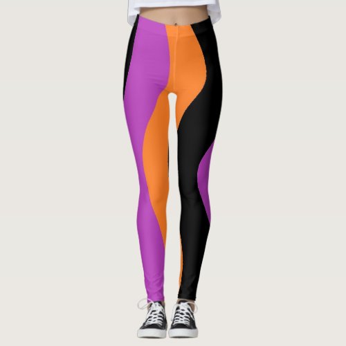 Striped Leggings Purple Orange and Black 