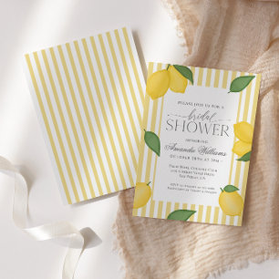 Striped Lemon Italian Mediterranean Bridal Shower Invitation