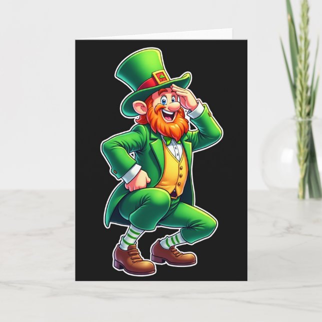 Striped Leprechaun Fun Card (Front)