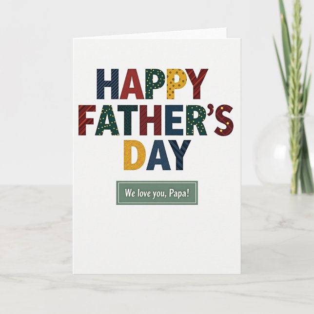Striped Letters Fathers Day Card (Front)