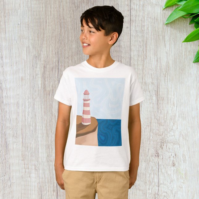 Striped Lighthouse Landscape T-Shirt (Creator Uploaded)