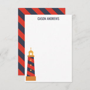 Striped Lighthouse Personalized Note Cards