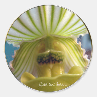 Striped Lime Green Slipper Orchid Wedding Seal