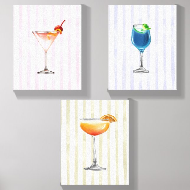 Striped lines cocktail Bar custom photo Prints Canvas Photo Tile (Front Set)