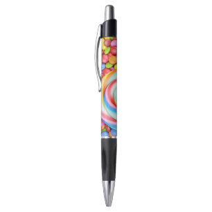 Striped Lollipop And Multicolored Smarties Pen