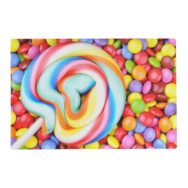 Striped Lollipop And Multicolored Smarties Placemat (Front)
