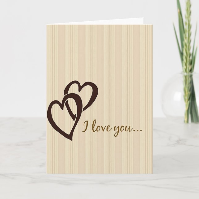 Striped Love Hearts Kraft Card (Front)