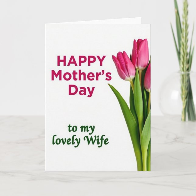 Striped Lovely Wife Mothers Day Card (Front)