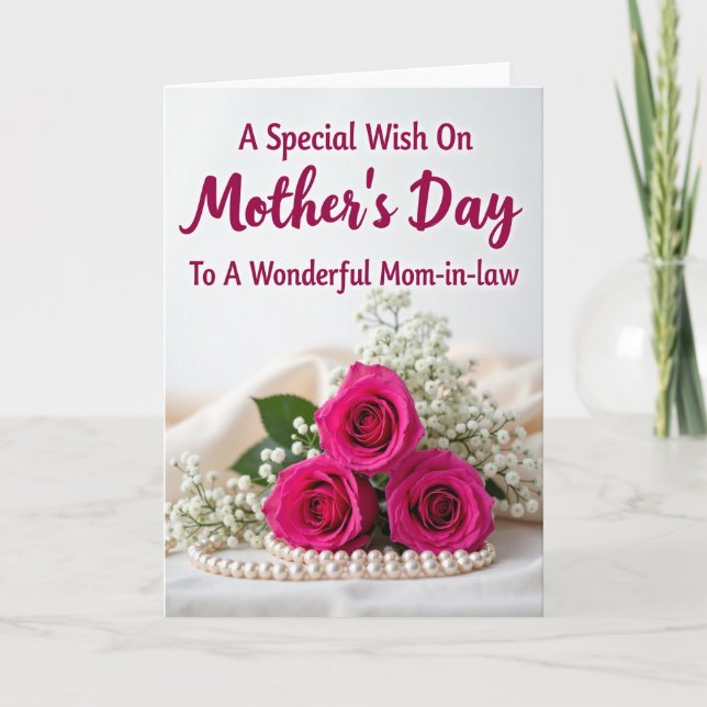 Striped Magenta Blooms Card (Front)