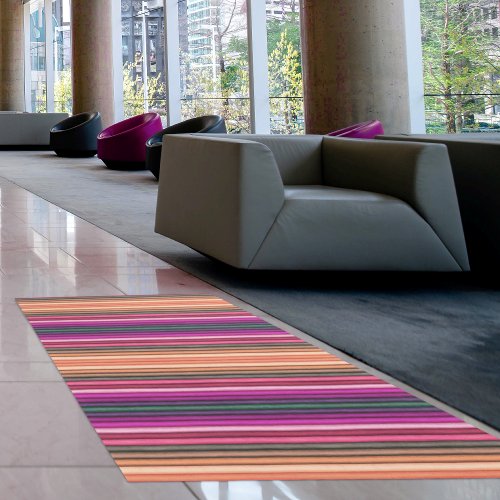 Striped Magenta Coral  Modern Neutrals Felt Look Rug