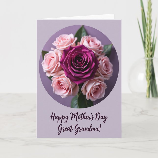 Striped Magenta Rose Thank You Card (Front)
