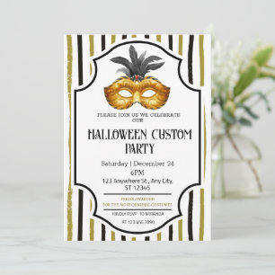 Striped Masquerade Halloween Costume Party Invitation