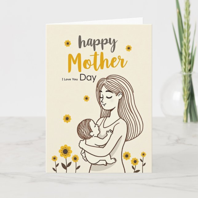 Striped Maternal Embrace Card (Front)