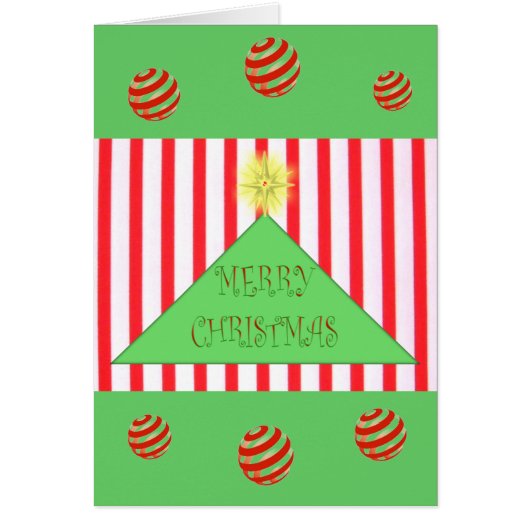 Striped Merry Christmas Tree Cards (Front)