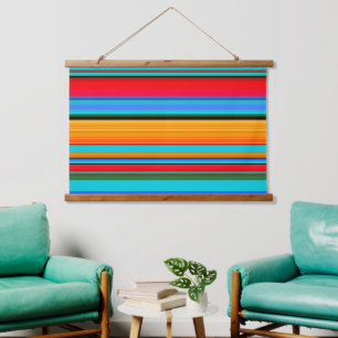Striped Mexican Serape Design Hanging Tapestry