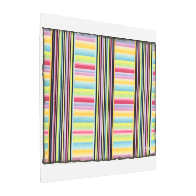 Striped Mixed Media Metal Print (Angled)