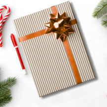 Striped Mocha Brown Cream Christmas Holiday 
