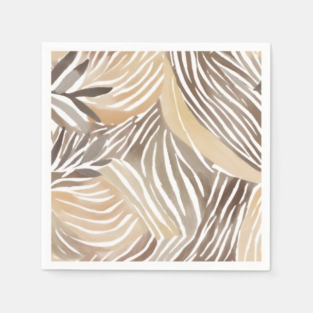 Striped Modern Neutral Beige Simple Napkins (Front)