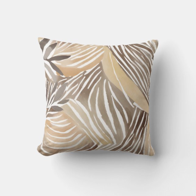 Striped Modern Neutral Beige Simple Throw Pillow (Front)