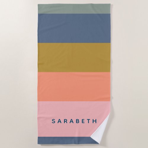 Striped Modern Simple Multicolored Personalized Beach Towel