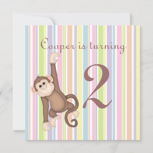 Striped Monkey Birthday Invitation