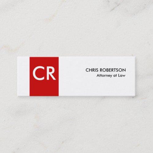 Striped Monogram White Red Slim Size Business Card