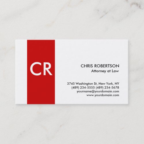 Striped Monogram White Red Standard Business Card