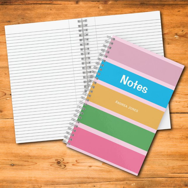 Striped Monogrammed Full Name Notes Notebook (Creator Uploaded)