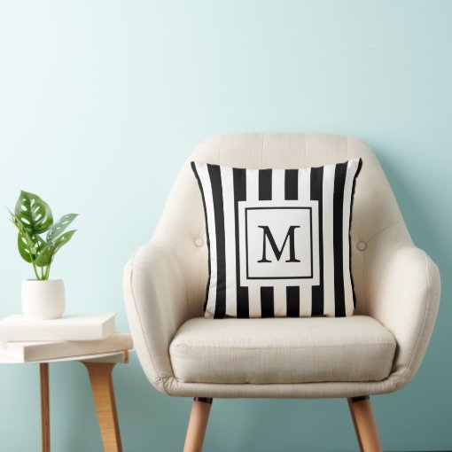 Striped Monogrammed Pillow Zazzle