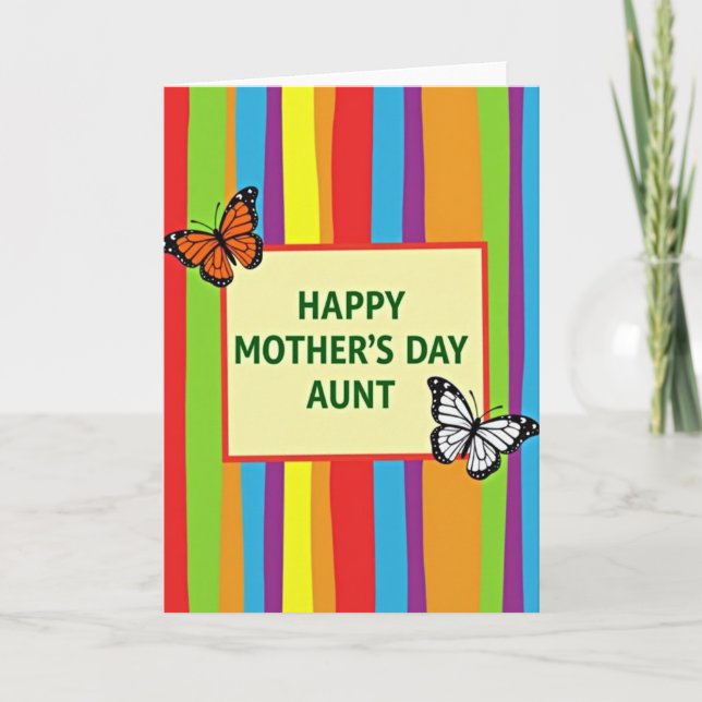 Striped Mothers Day Aunt Card (Front)