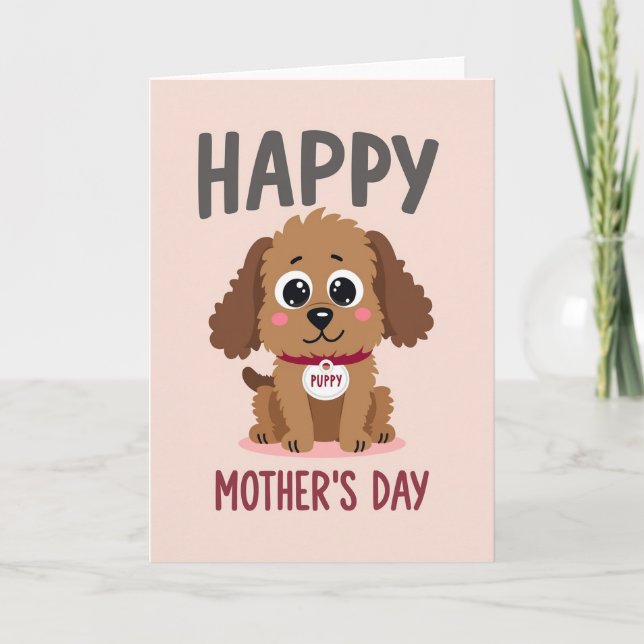 Striped Mothers Day Cute Dog Card (Front)