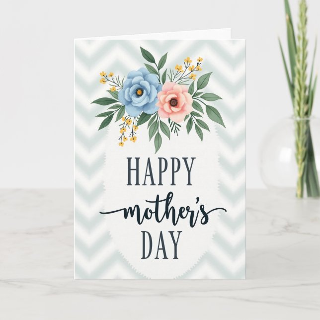 Striped Mothers Day Floral Card (Front)