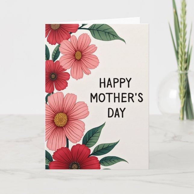 Striped Mothers Day Floral Tribute Card (Front)