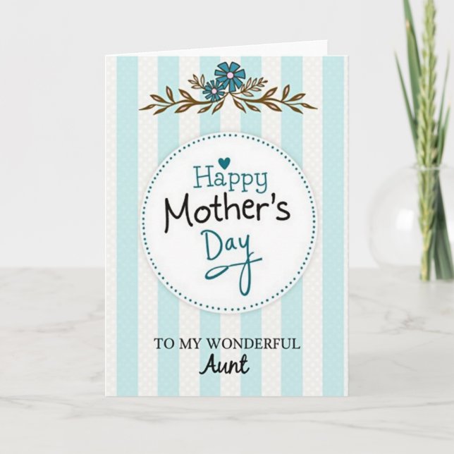 Striped Mothers Day For Aunt Card (Front)