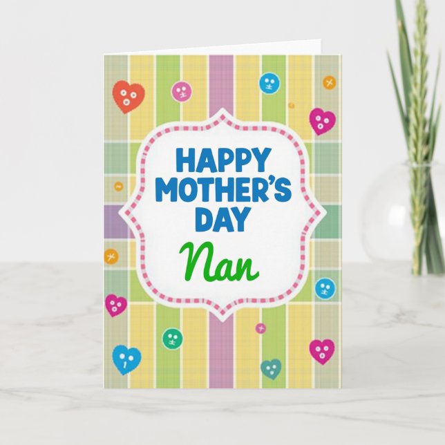 Striped Mothers Day Hearts Card (Front)