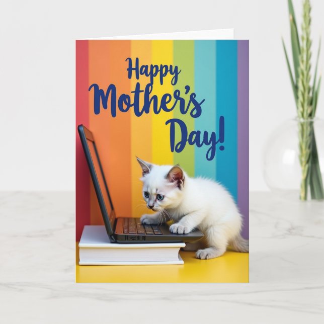 Striped Mothers Day Kitten Card (Front)