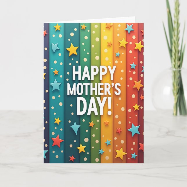 Striped Mothers Day Message Card (Front)