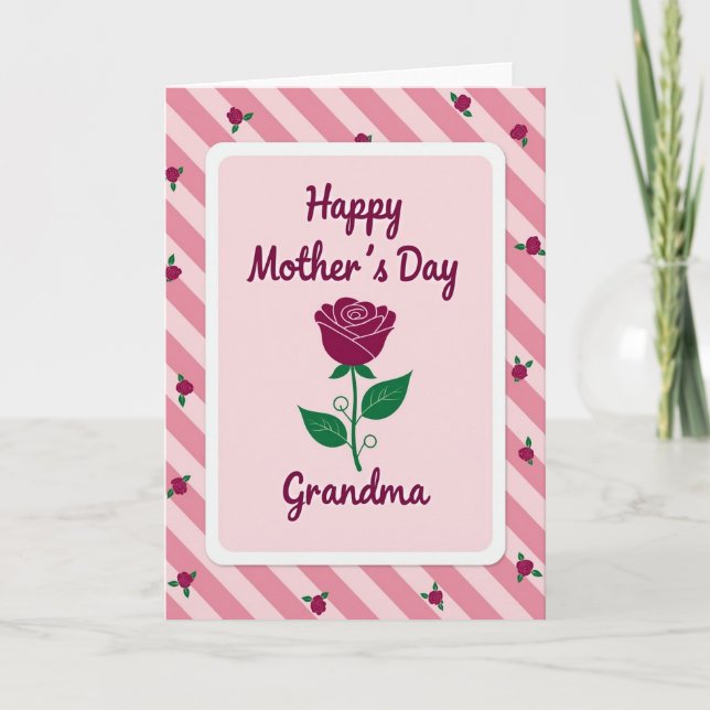 Striped Mothers Day Rose Card (Front)