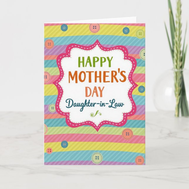 Striped Mothers Day Sewing Card (Front)