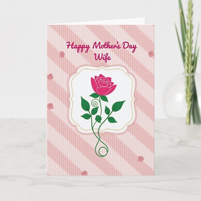 Striped Mothers Day Wife Card (Front)
