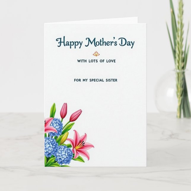 Striped Mothers Love Sister Card (Front)