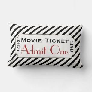 Striped Movie Ticket Cinema Pillow