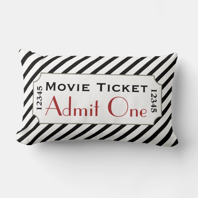 Striped Movie Ticket Cinema Pillow (Front)